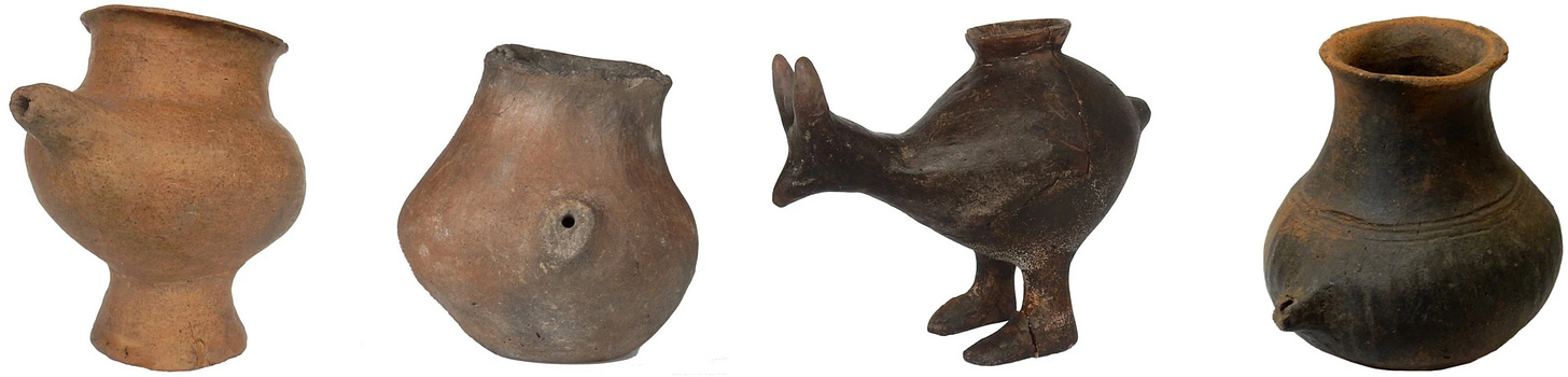 Selection of late Bronze/early Iron Age feeding vessels.(J Dunne, et al.)