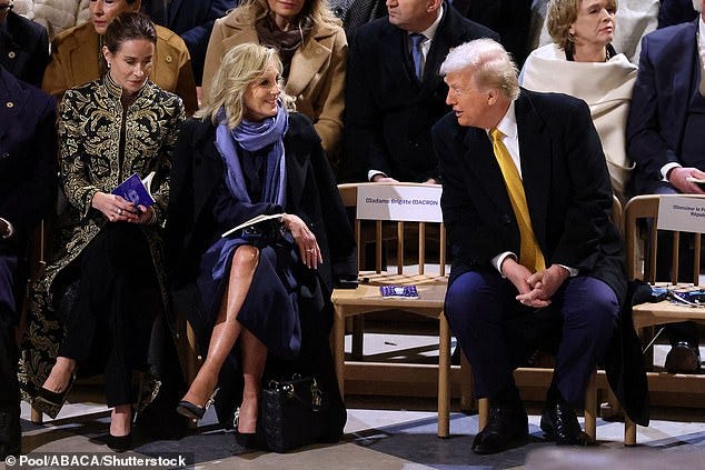 Pictures of the soon-to-be president with the smiling first lady at the reopening of the Notre Dame Cathedral in Paris, France sparked a wave of reactions online