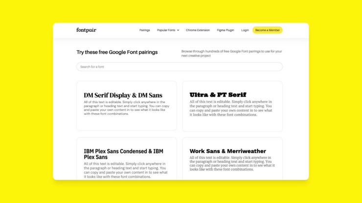 lil teaser of the Google Font pairings page