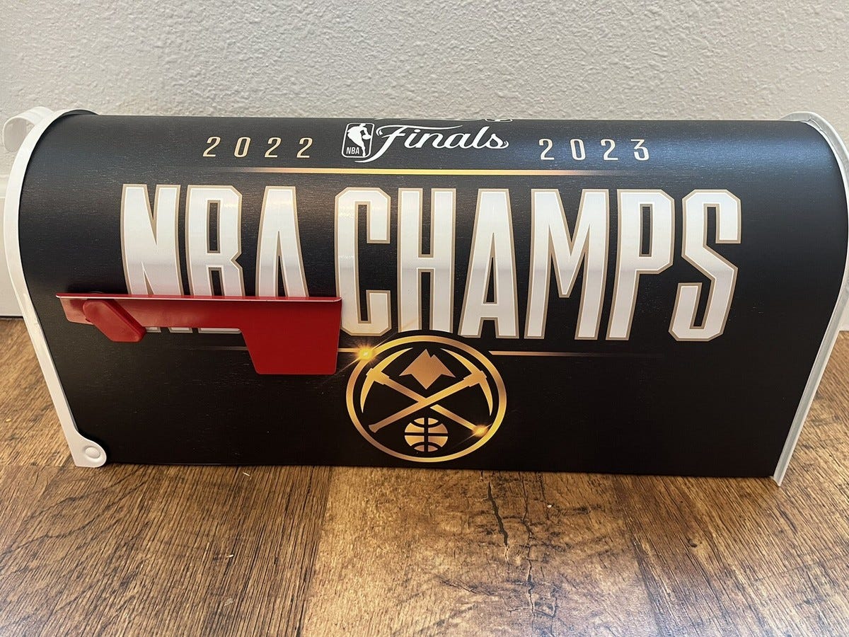 DENVER Nuggets CUSTOM Mailbox Logo US Mail 19” NBA Finals Champions Jokic