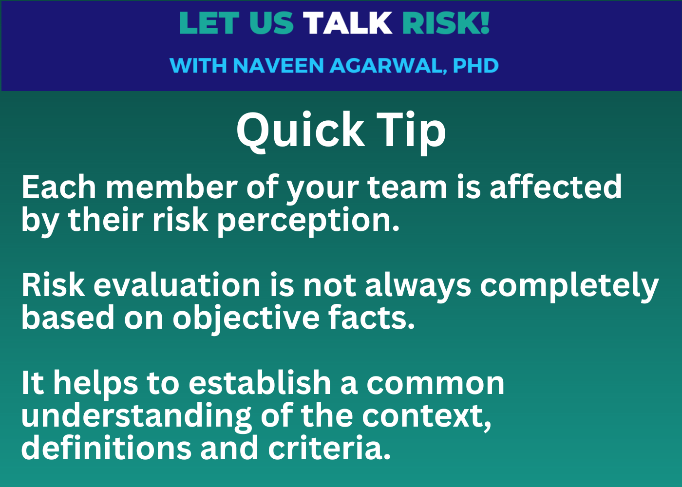 Quick tip: don't ignore the silent effect of risk perception