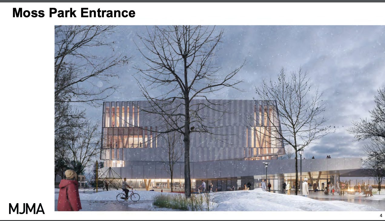 Rendering of the planned rec centre for Moss Park