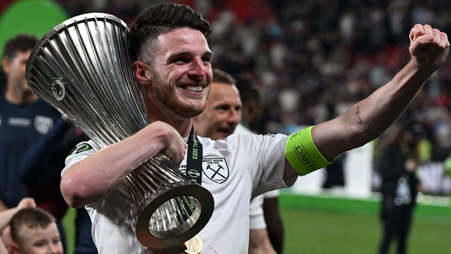 It's not goodbye yet' – Declan Rice responds to transfer talk amid Arsenal  and Manchester United links after winning Europa Conference League with  West Ham | Goal.com UK