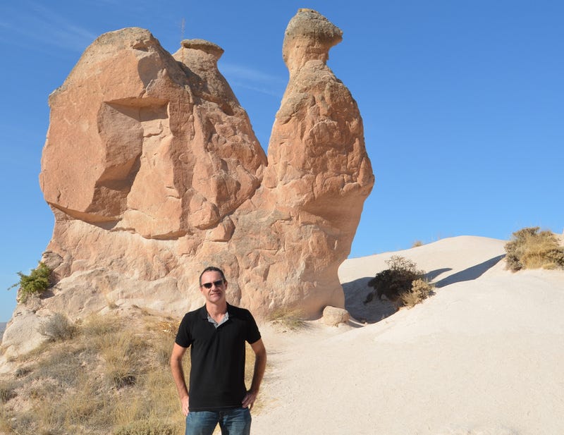 James and a camel in Cappadocia, Turkey