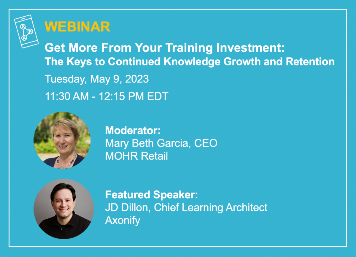 An ad for an upcoming webinar with JD and MOHR Retail