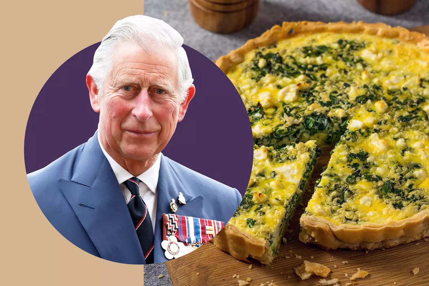 King Charles; a quiche with spinach