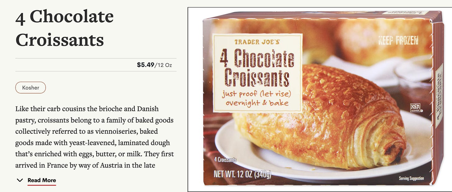 box of chocolate croissants from trader joes