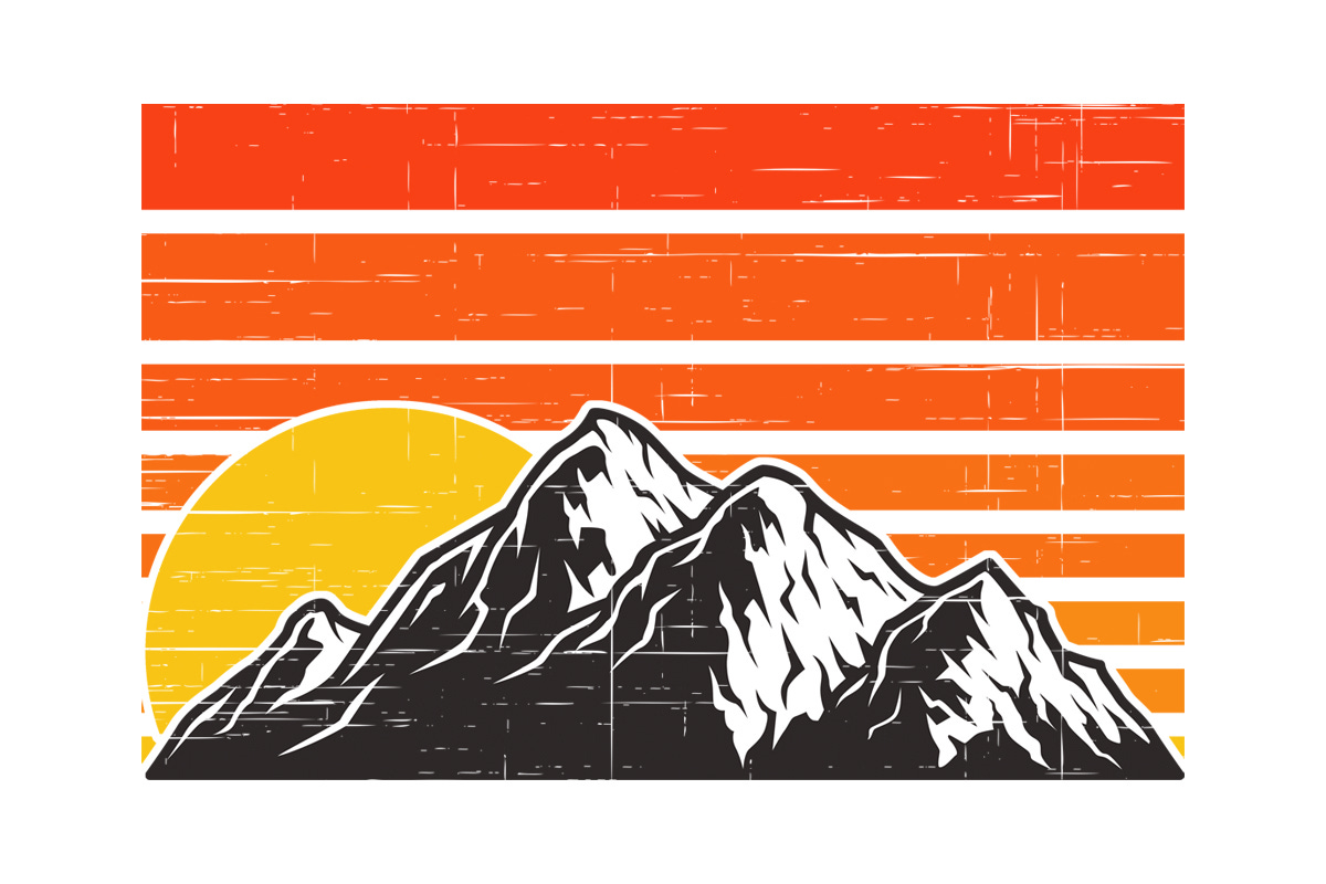 Retro Vintage Sunset with Mountain Graphic by SunandMoon · Creative Fabrica