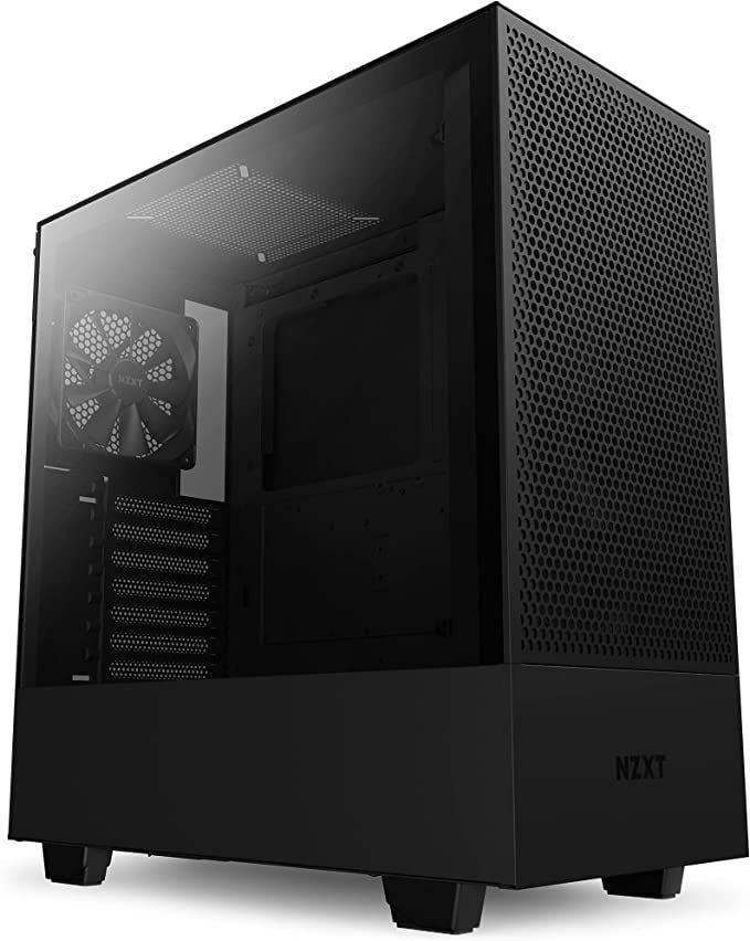NZXT H510 Flow - CA-H52FB-01 - Compact ATX Mid-Tower PC Gaming Case - Perforated Front Panel - Tempered Glass Side Panel - Cable Management System - Water-Cooling Ready - Black
