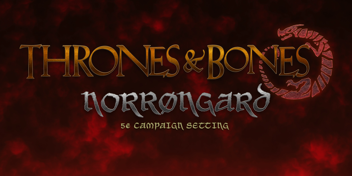 Thrones & Bones Norrøngard 5e Campaign Setting. Coiled dragon. Red smoke.