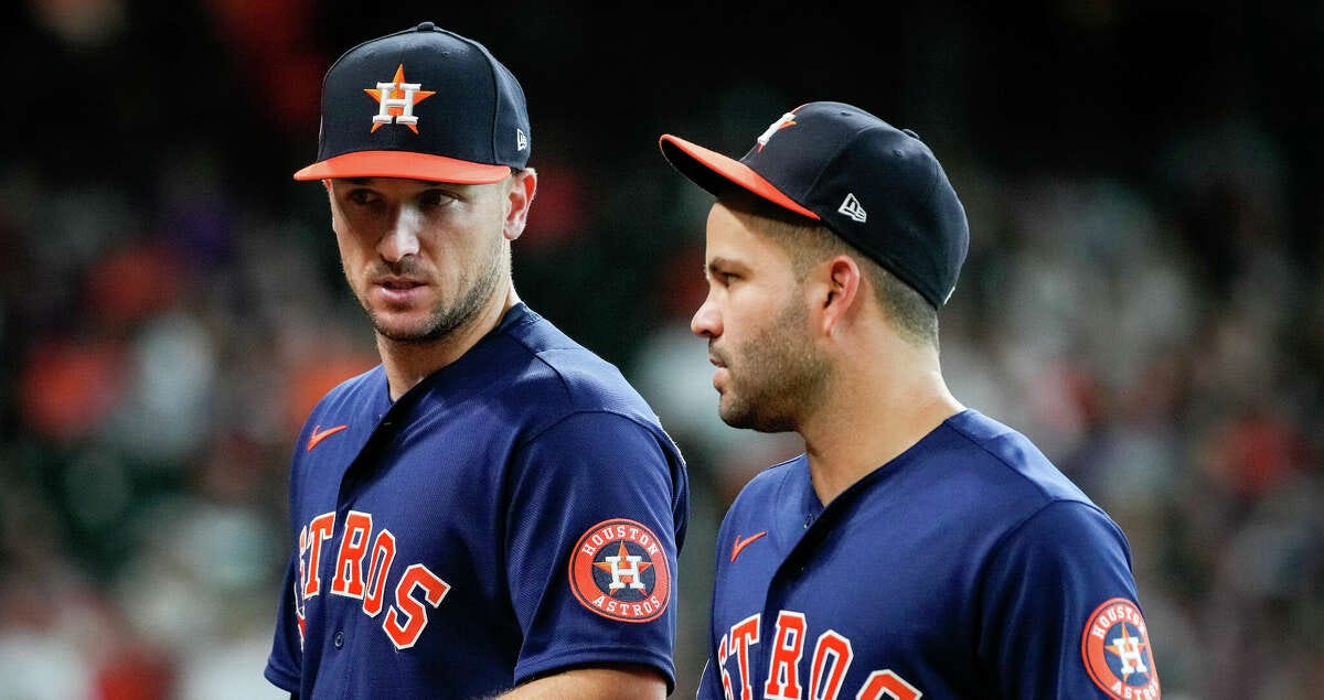 While there's nothing new on contract extensions, Astros general manager Dana Brown expressed his desire to keep franchise cornerstones Jose Altuve (right) and Alex Bregman in Houston long-term.