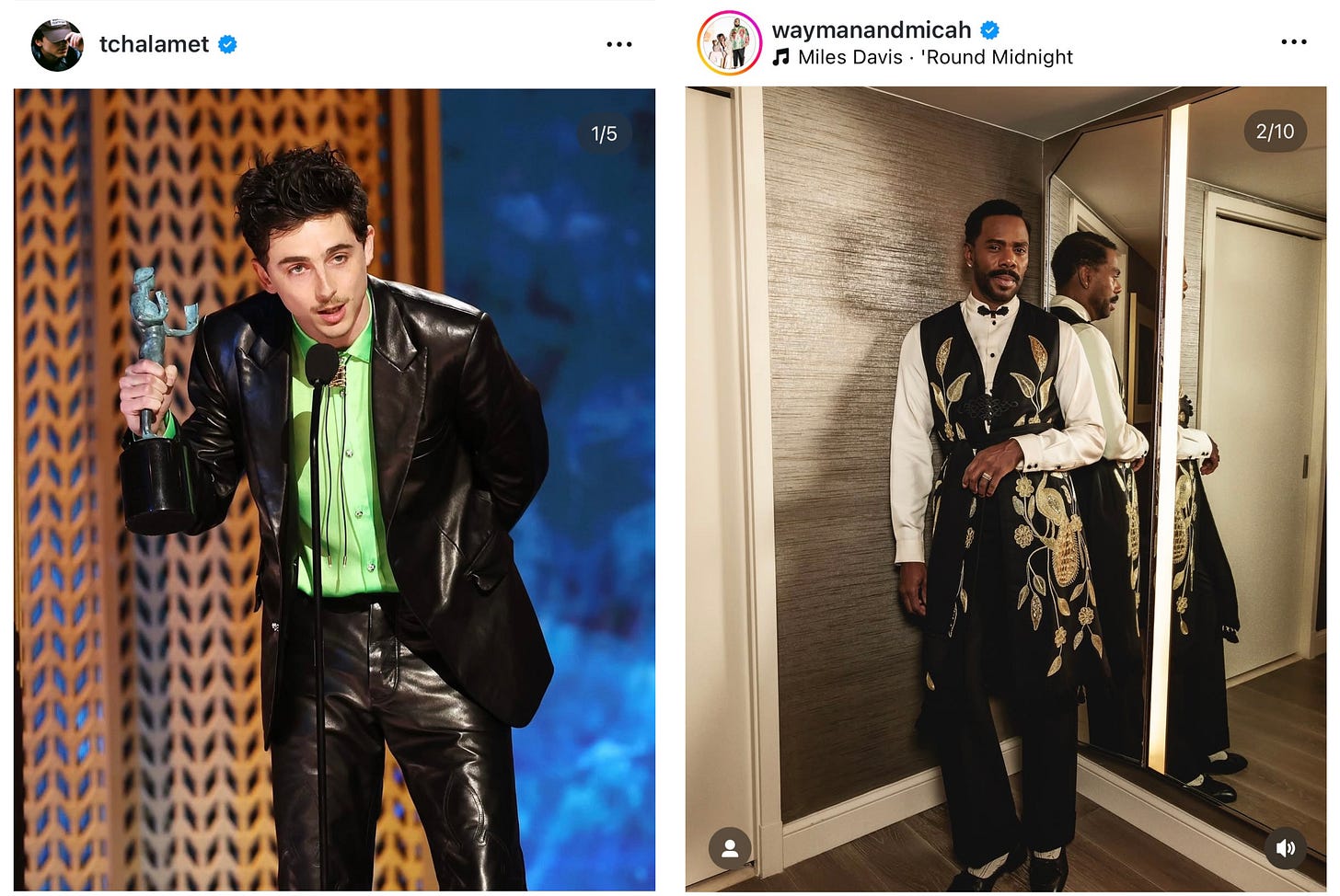 Timothée Chalamet in Chrome Hearts and Colman Domingo in Valentino