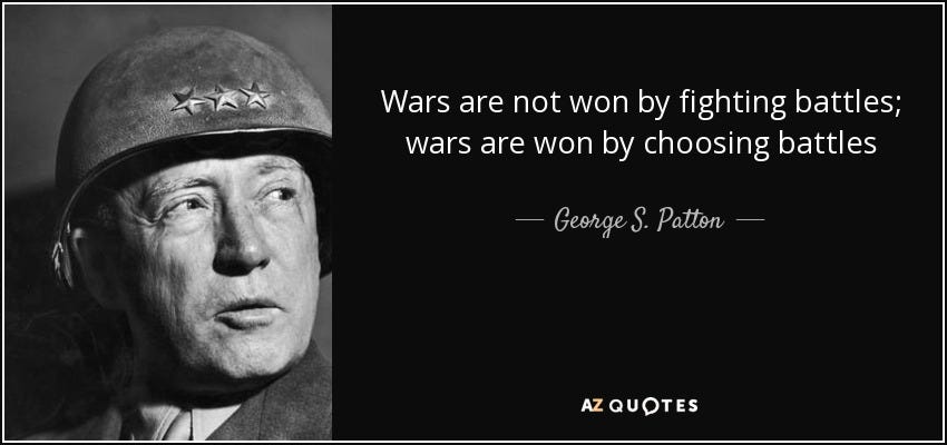 George S. Patton quote: Wars are not won by fighting battles; wars are ...