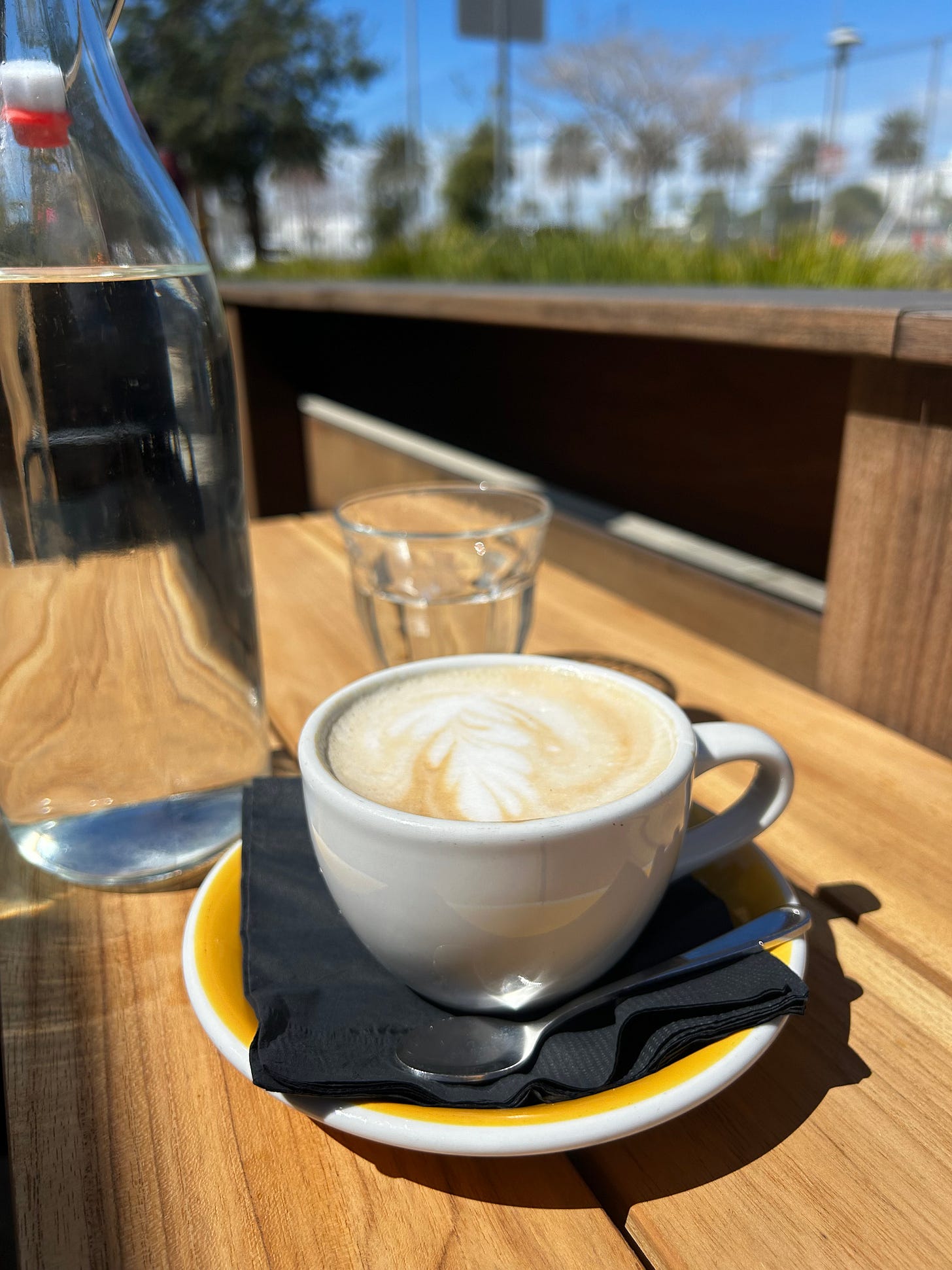 A picture of a latte at the cloverfield in santa monica