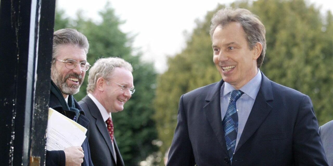 Gerry Adams told Tony Blair on his first day in office: I'm committed to  peace