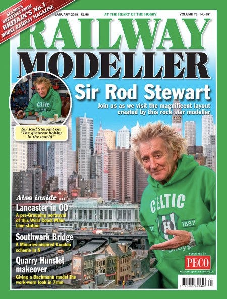 La couverture du Railway Modeller consacrée à Sir Rod Stewart