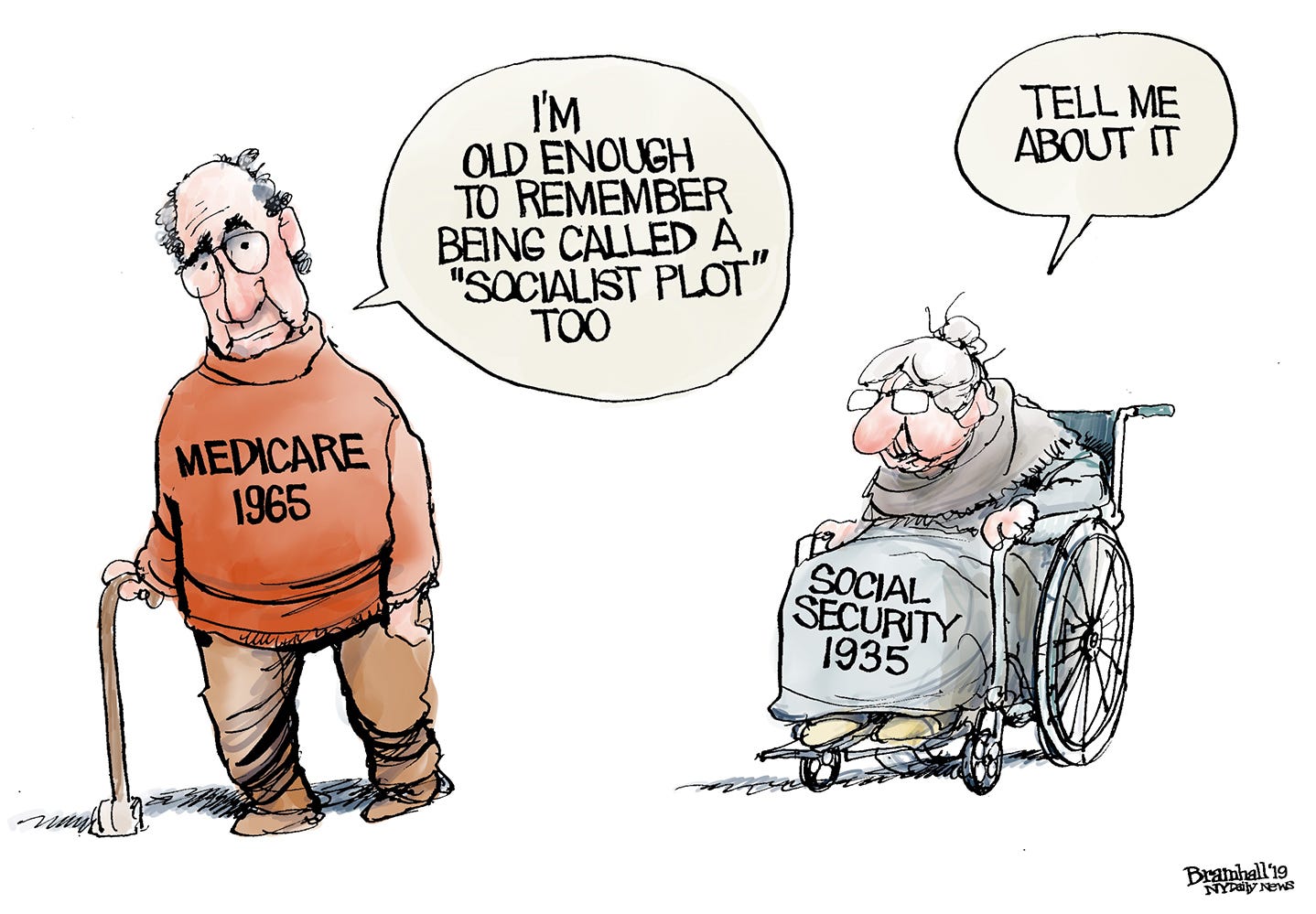 Editorial Cartoon U.S. Social Security Medicare Medicaid Benefits socialism