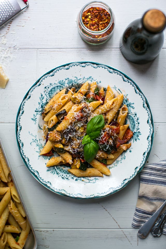 Super Veg Roast Tomato Pasta | DonalSkehan.com, The best one tray roast tomato pasta sauce you will ever make!