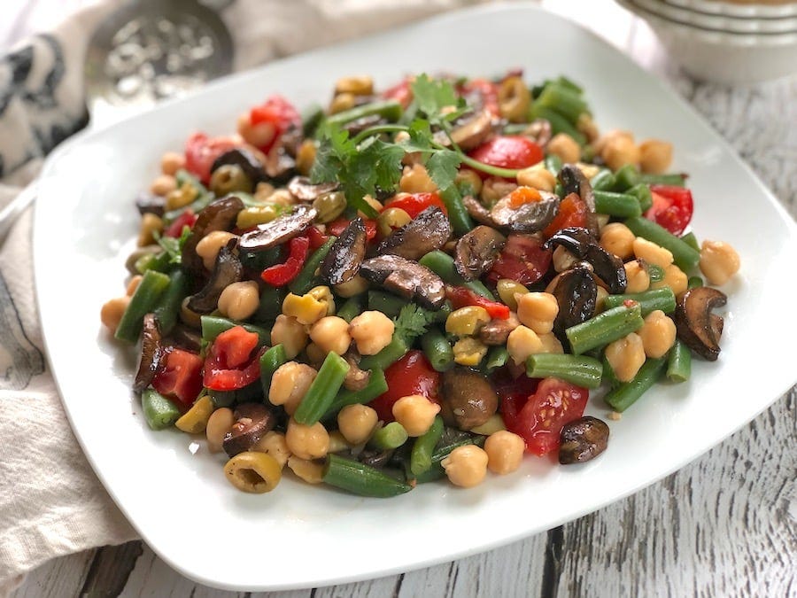 Chickpeas and Green Beans with Balsamic Sautéed Mushrooms1