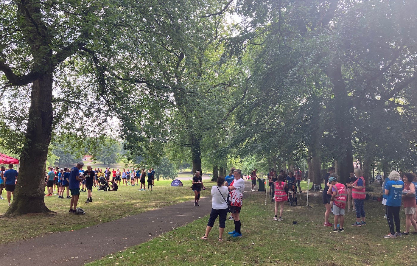 Grassy area opposite the finish used for refreshments