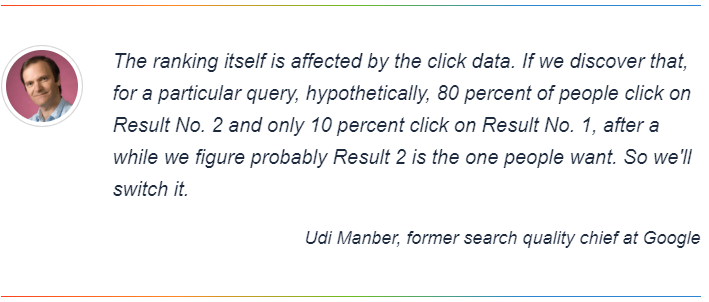 What Udi Manber, Google's former Search Quality Chief, thinks about click data