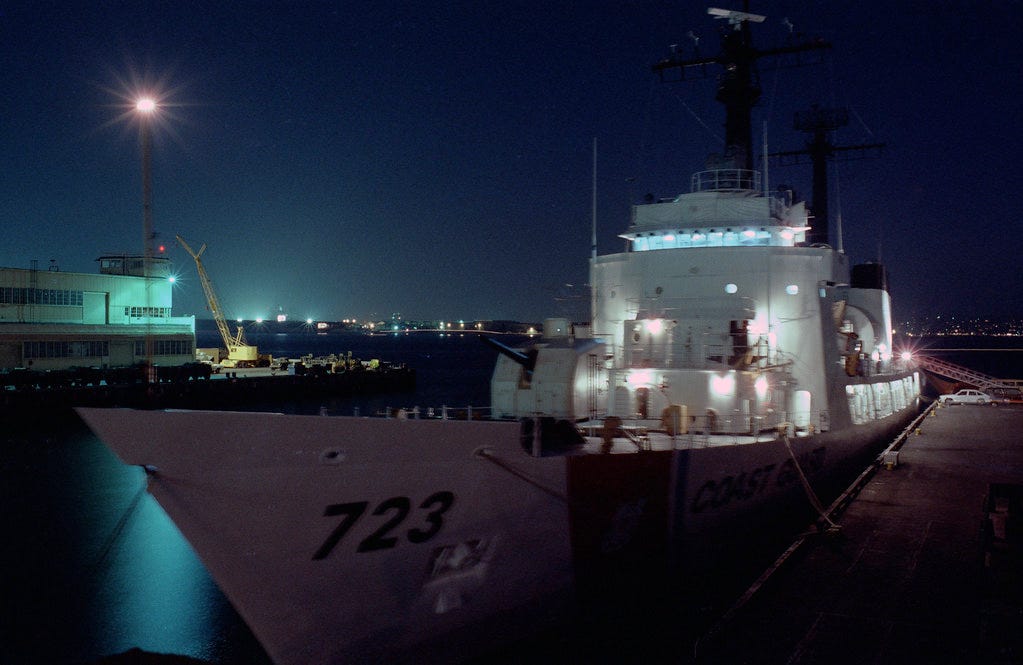 San Diego: US Coast Guard Cutter Rush - night time-exposure, 1983 - a ...