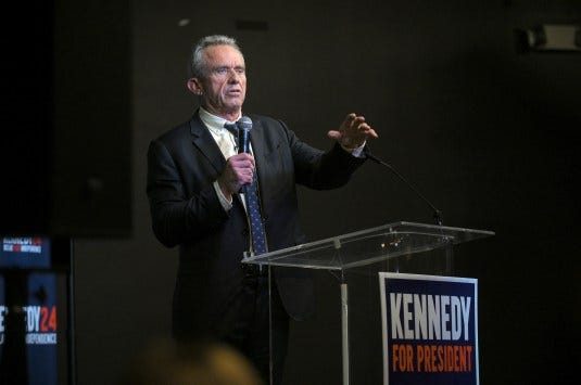 Robert F. Kennedy Jr., who is running for president in 2024 as an independent, speaks with supporters in Annapolis in November. FILE (Kenneth K. Lam/Baltimore Sun)