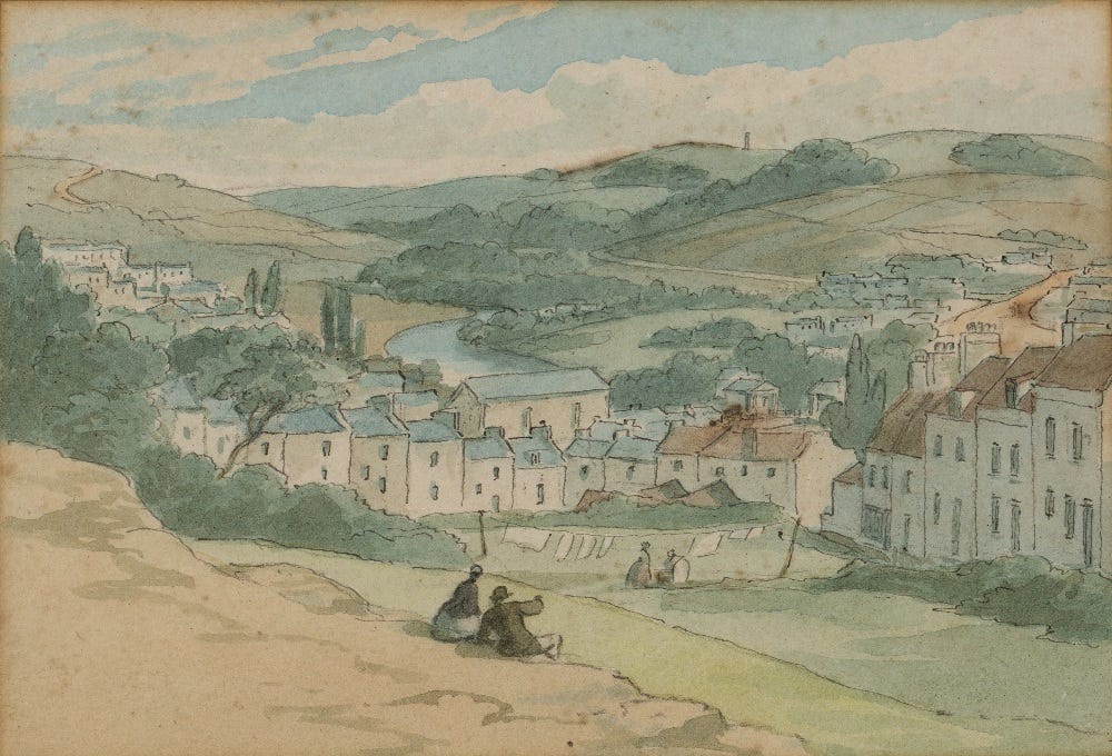 A view of Bath and Claverton Down beyond by William Henry Brooke, around 50 years after Poulter’s time