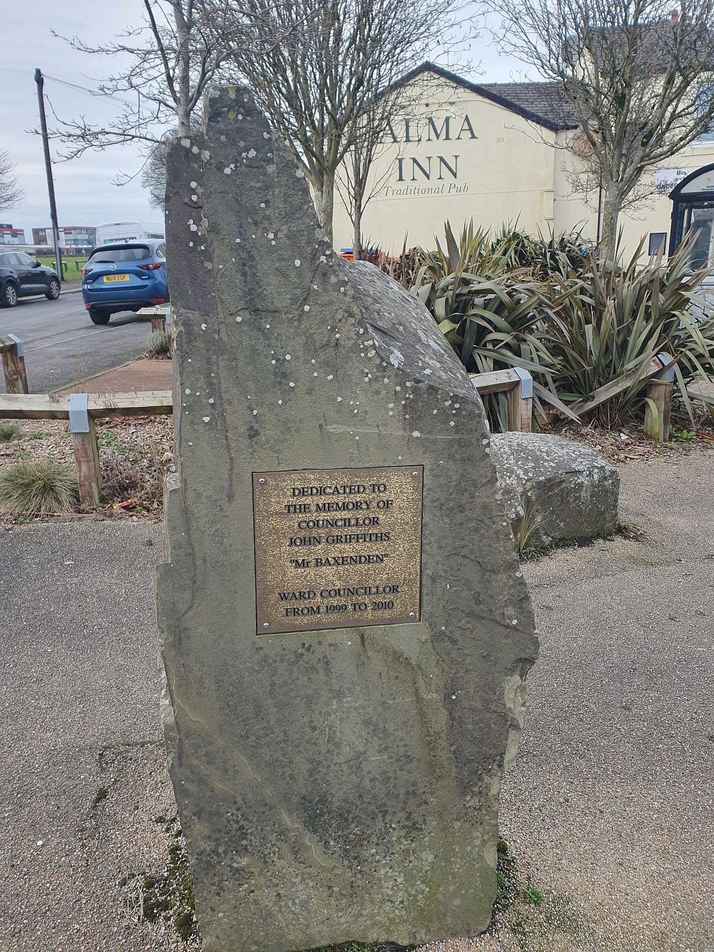 Memorial to Cllr John Griffiths, 'Mr Baxenden'