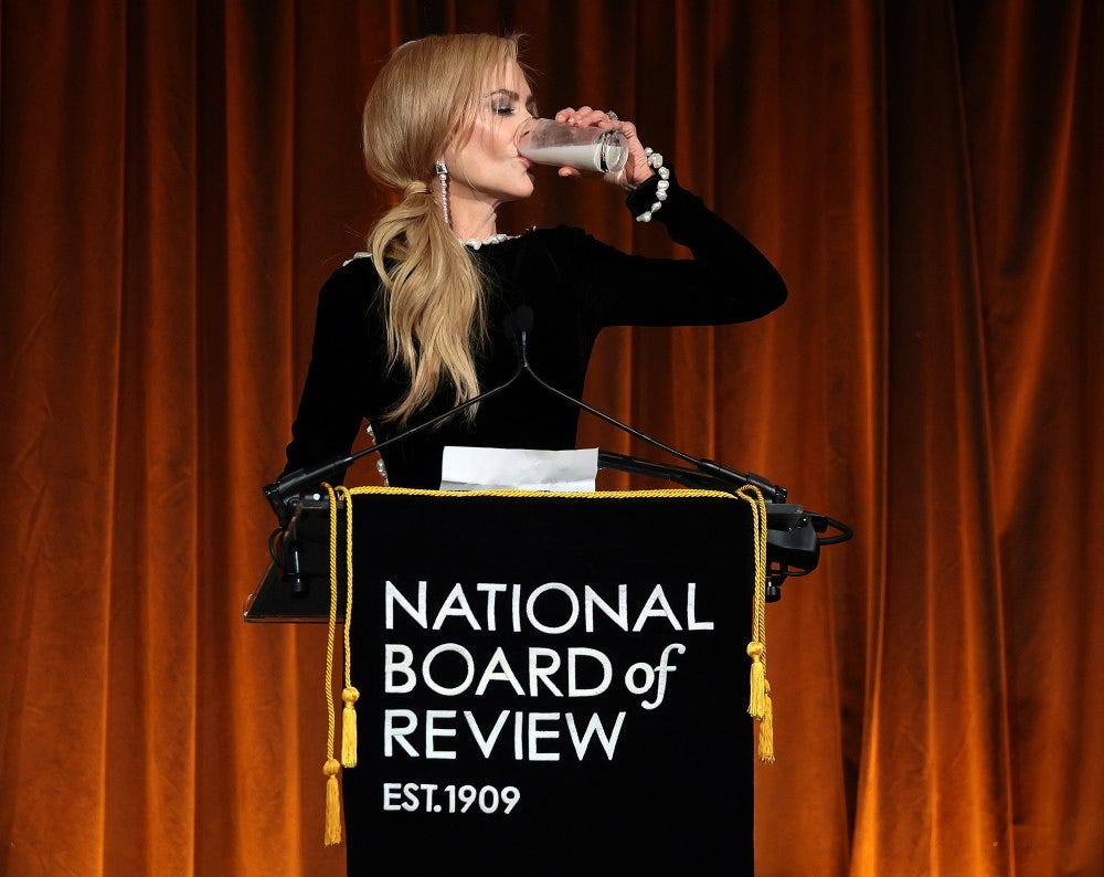 Nicole Kidman Chugs a Glass of Milk for Babygirl at Awards Show | Us Weekly