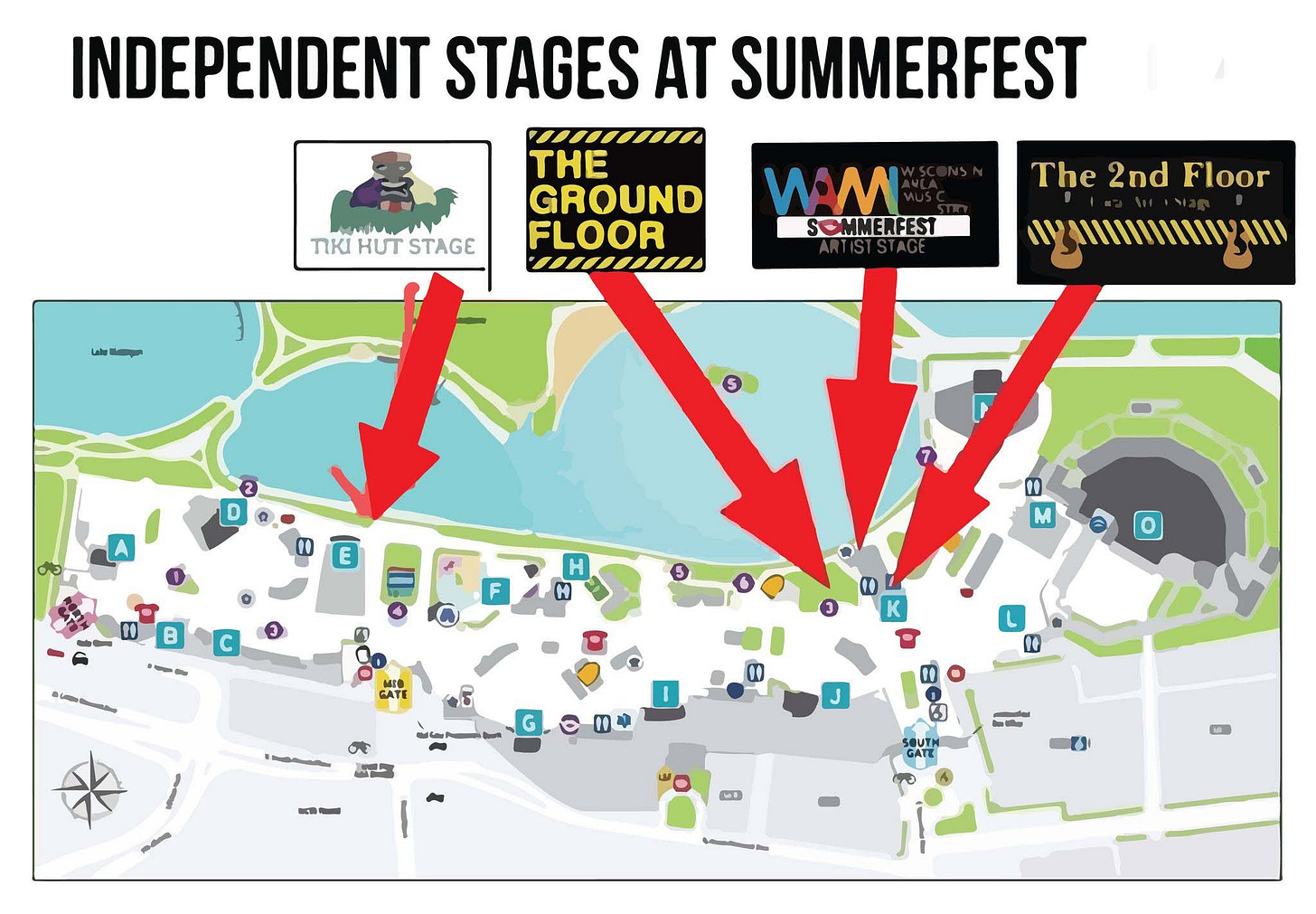 Map of Independent Stages at Summerfest Map of Independent Stages at Summerfest