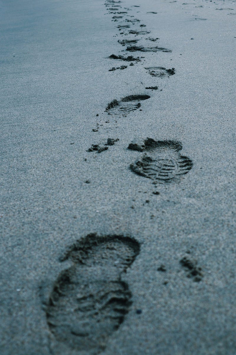 Footprints on the soil. Footprints on the soil.