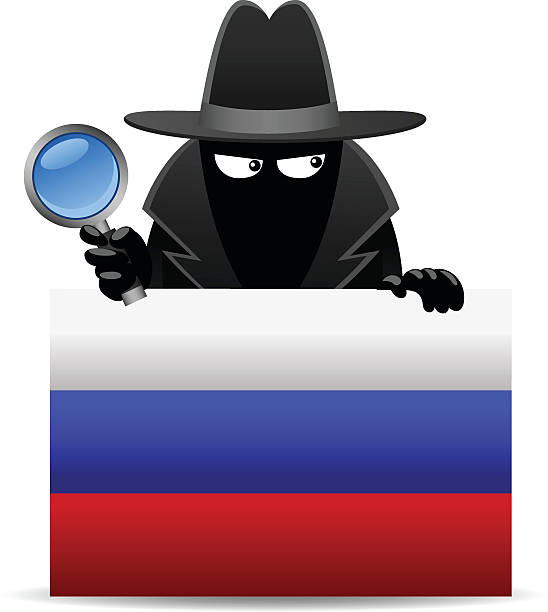 russia spy - russian flag cartoon stock illustrations
