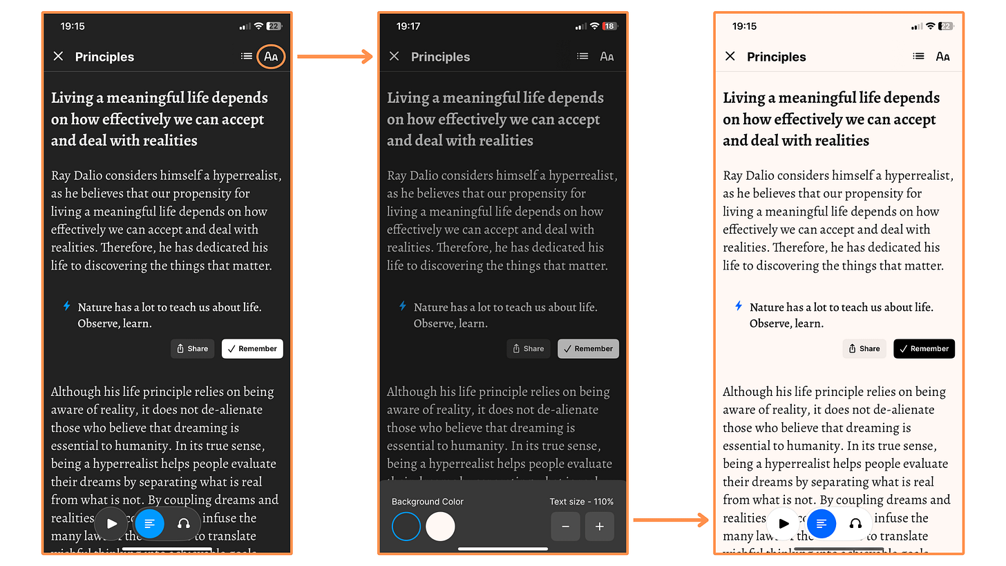 Headway's Style & Size for the book Principles