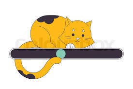 Cute playful cat on loading bar flat ...