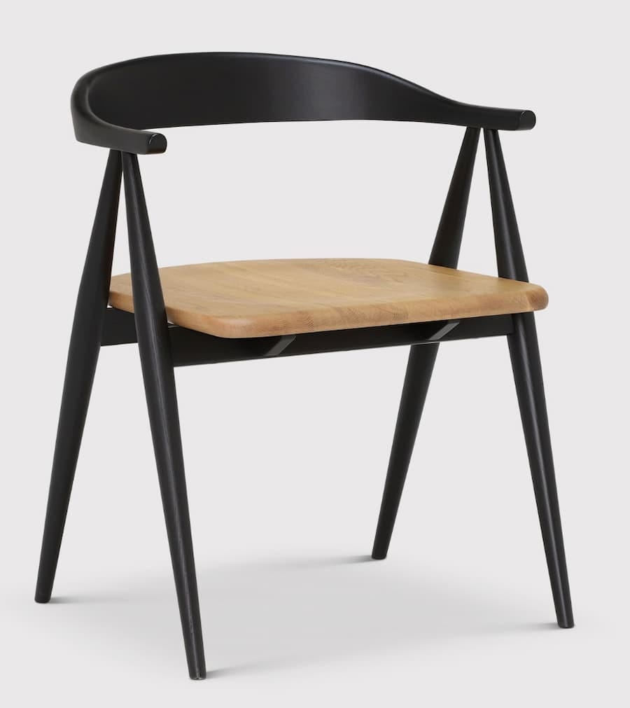 bowed back wooden chair in black