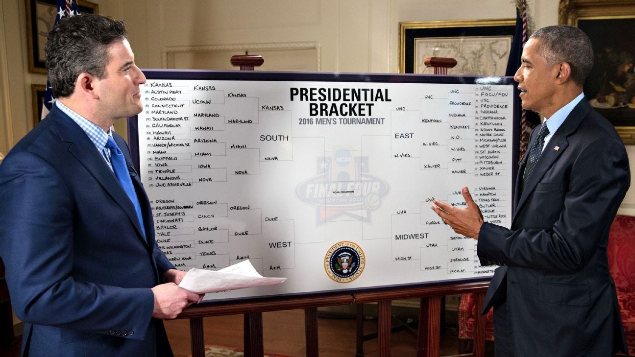 President Barack Obama chooses Kansas Jayhawks to win tournament - ESPN