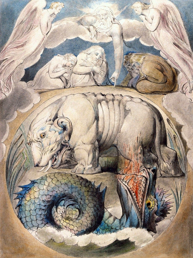Behemoth And Leviathan William Blake 1825 Print Poster image 1