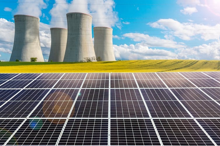 nuclear power and solar panels