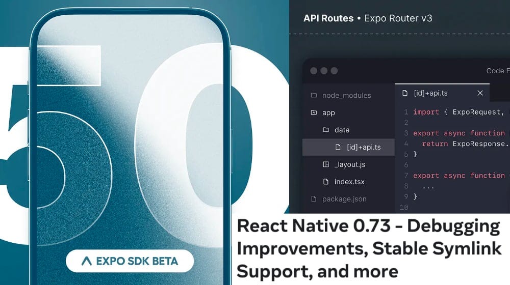 React Native 0.73, Expo SDK 50 beta, Expo Router v3 beta