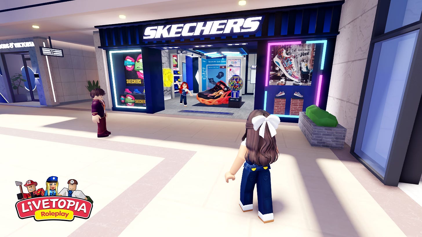 The virtual Skechers storefront in the Livetopia Roblox experience