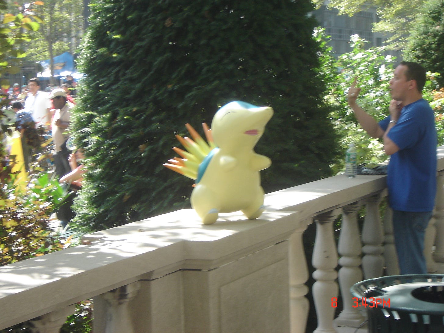 A very friendly looking Cyndaquil statue, originally from the Pokémon Center New York store
