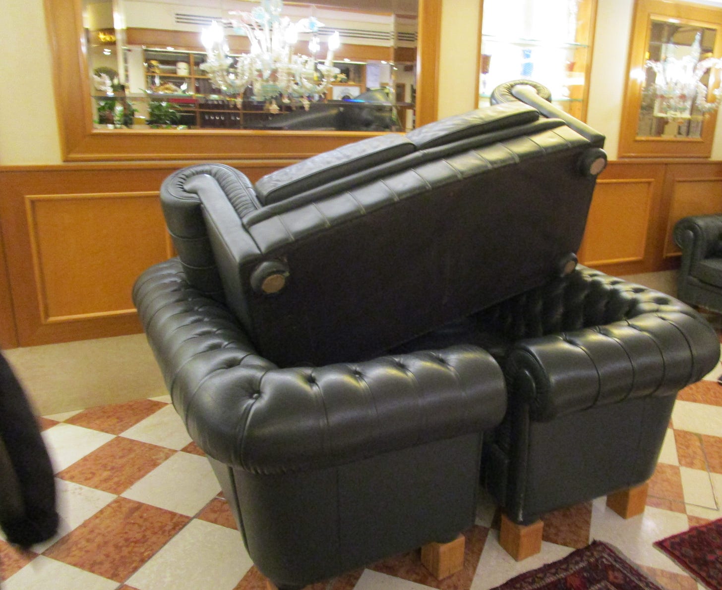 furniture on wooden blocks in Venice