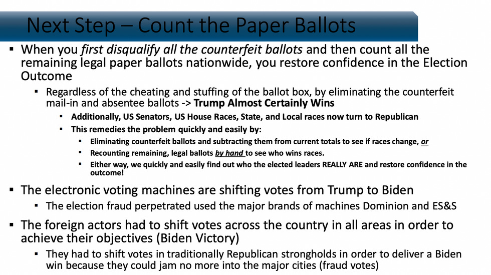 'When you first disqualify all the counterfeit ballots' and it goes on from there. 