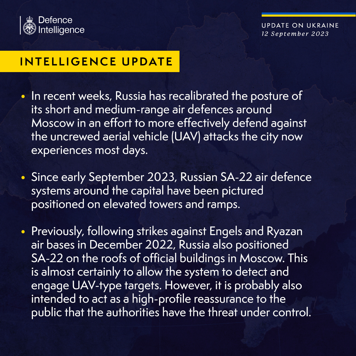 Latest Defence Intelligence update on the situation in Ukraine - 12 September 2023. Please read thread below for full image text.