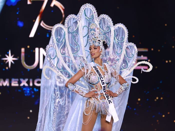 Miss Dominican Republic 2024 walks in the National Costume Contest.