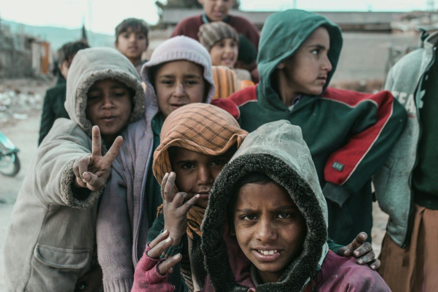 young kids in a refugee camp young kids in a refugee camp