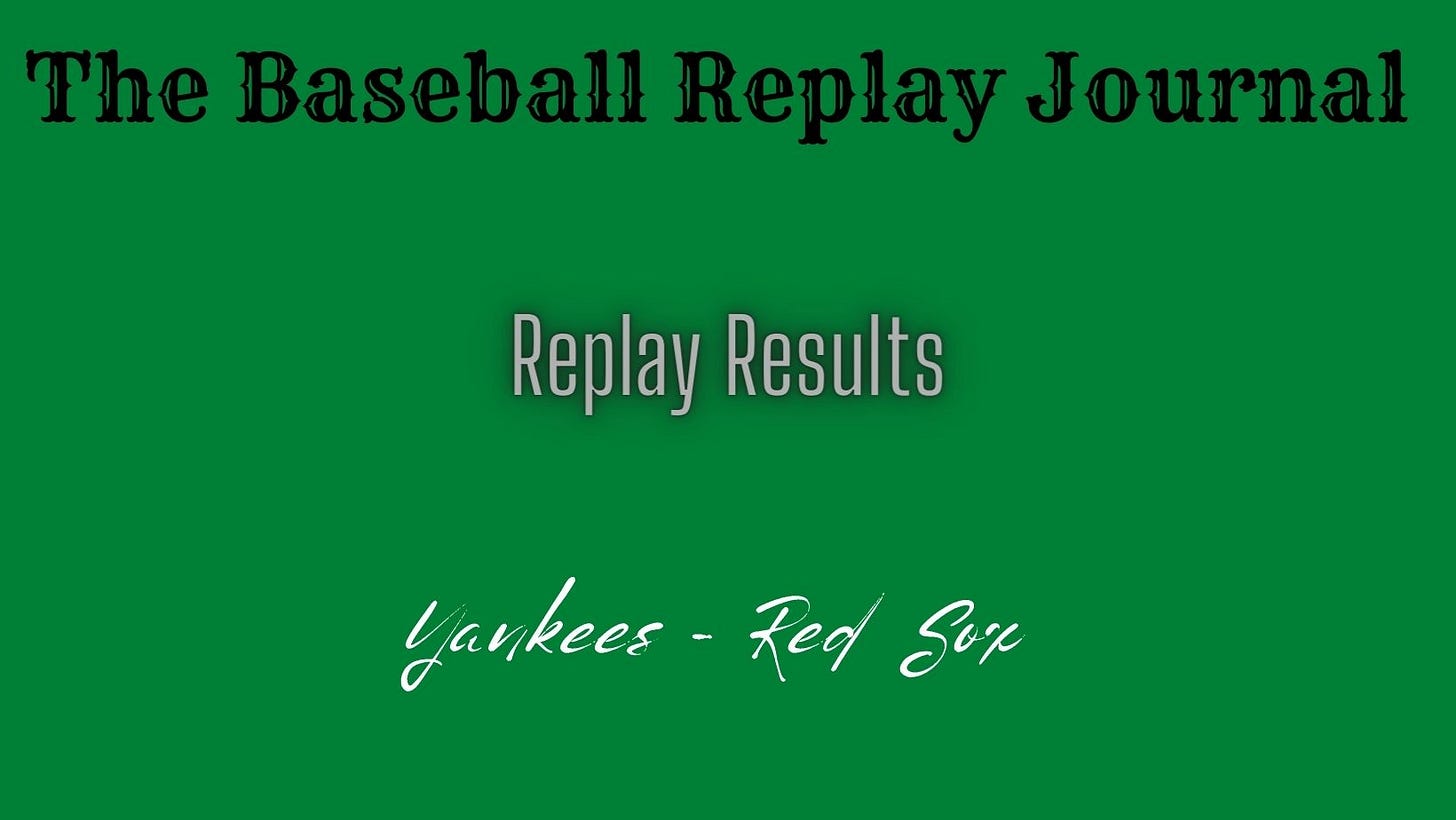 Baseball Replay Journal Replay Results