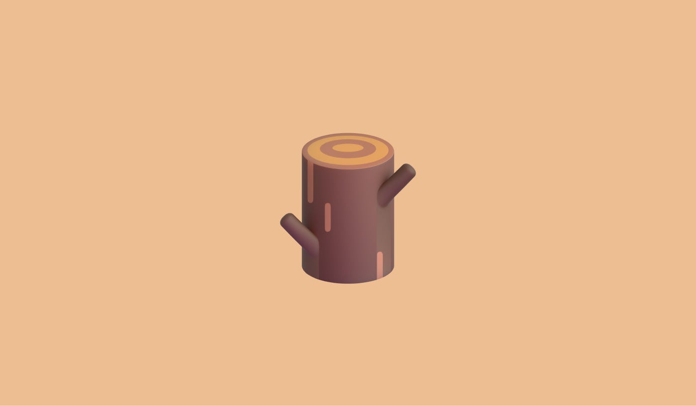 wooden tree trunk emoji on a light brown background