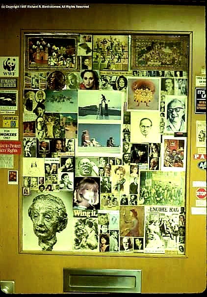 Montage on Dr. Wing's office door. (center)